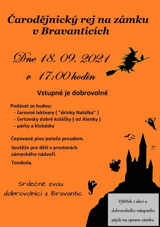 Čarodějnický rej v Bravanticích na zámku